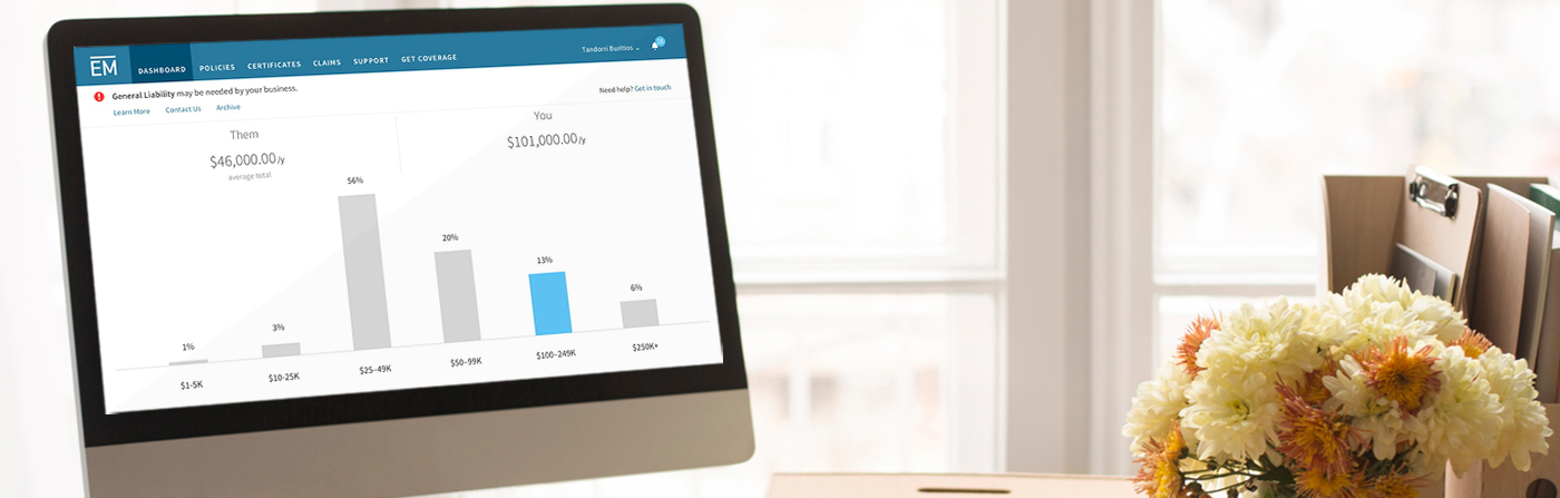 general liability benchmarking screen illiustration