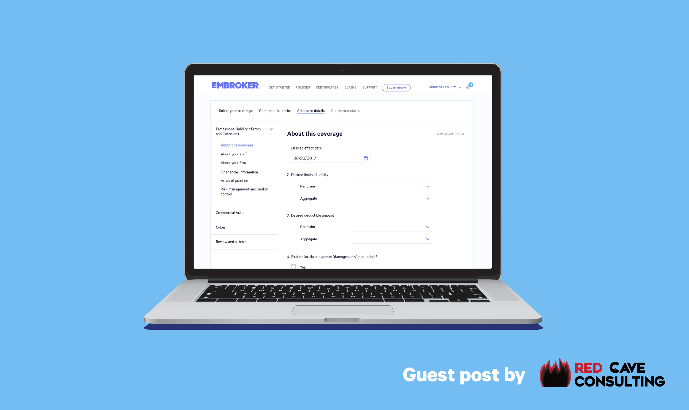 E&O application details