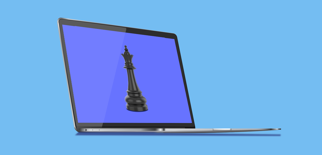 chess piece on laptop screen