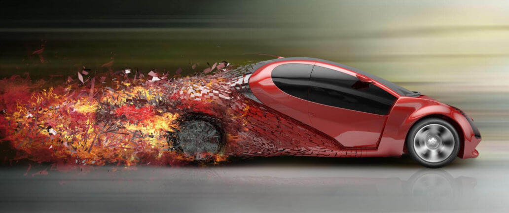 red burning supercar