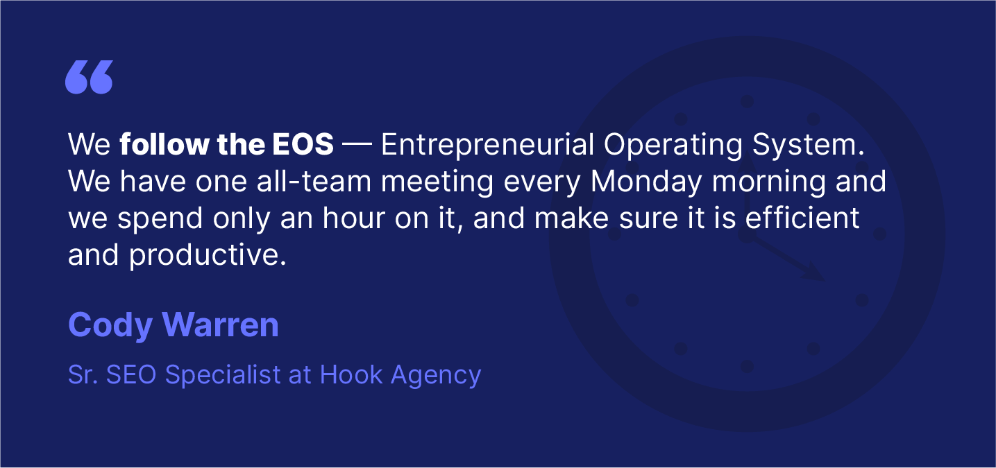 Startup quote on startup meetings eos system 