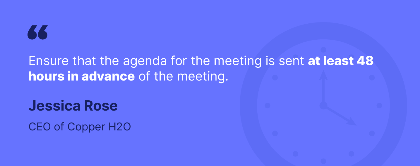 Startup quote on startup meetings agenda