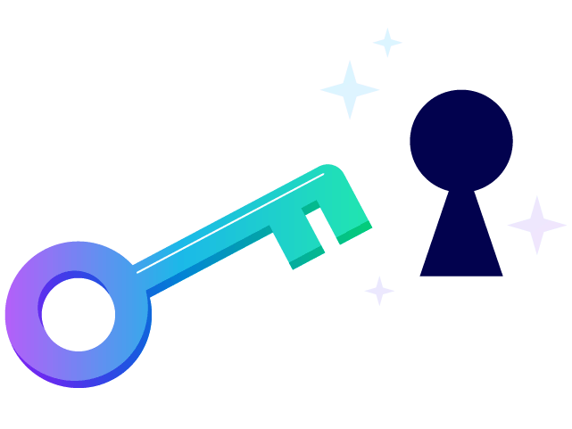 A key and a lock hole. Illustration.