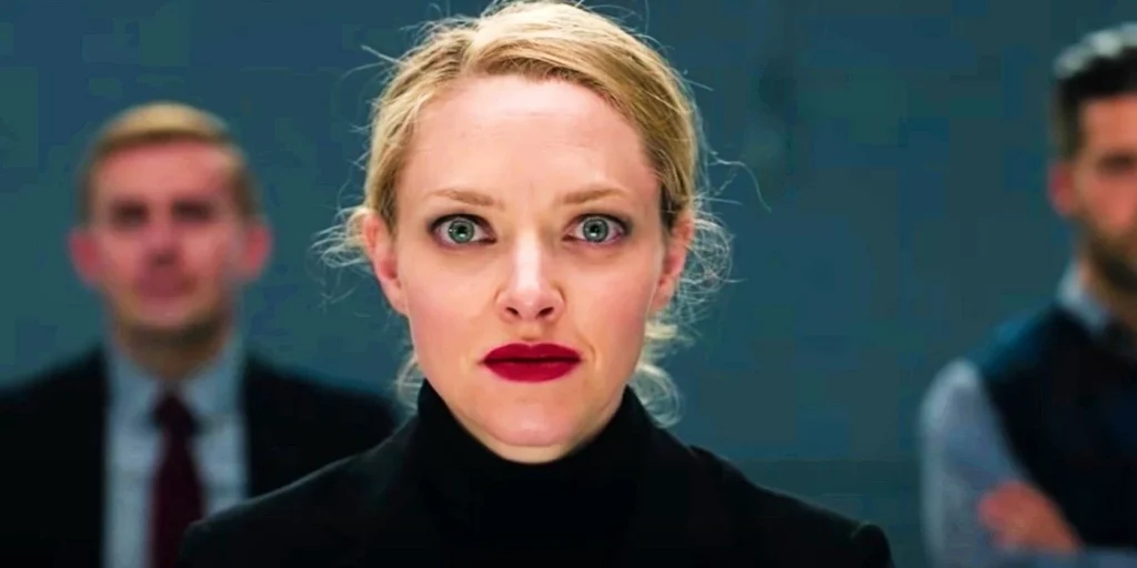 An image for our cybersecurity newsletter. The image depicts Amanda Seyfried as Elizabeth Holmes in The Dropout.